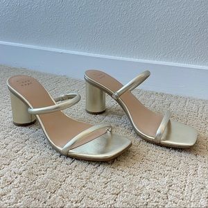 Gold block heel shoes
